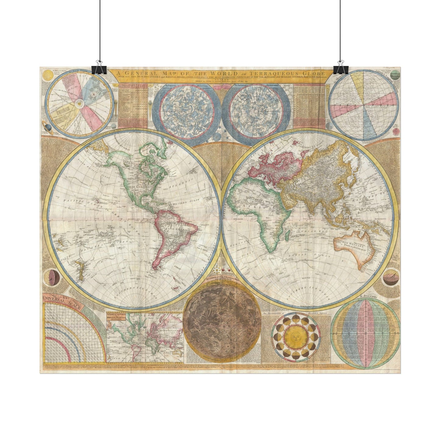 Vintage World Map Matte Poster — Samuel Dunn (1794)